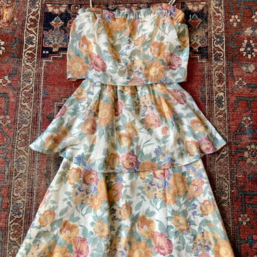 Vintage 70s boho floral tiered sundress small by TimeBa