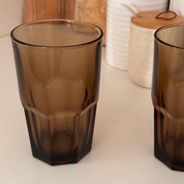 Vintage Smoke Brown Libbey Duratuff Gibraltar Tumblers | Set of 2 