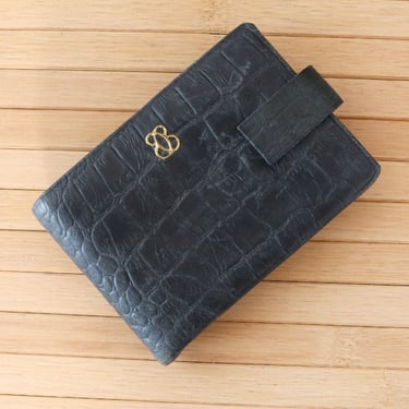 Smoky Blue Embossed Leather Wallet