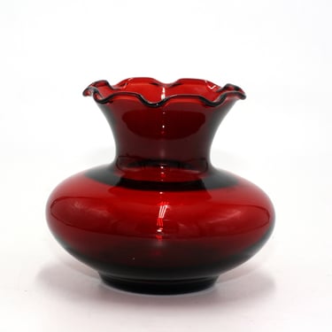 Vintage Anchor Hocking Depression Glass Ruby Red Round Vase