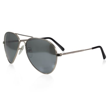 Vintage VTG 1980s 80s Black Silver Aviator Shades Sunglasses 