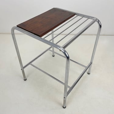 Functionalist Chrome & Wood Table, 1950's / Tubular Furniture / Chrome Furniture / Vintage Side Table 