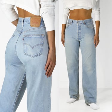 Vintage Levi's 501 Jeans W33 Tag, 31 Waist, 100% Cotton Denim, Straight Leg, Button Fly 