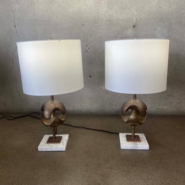 Pair of Jonathan Adler Brass Table Lamps