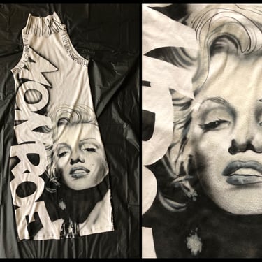 Vintage ‘80s OOAK Marilyn Monroe airbrush dress, one of a kind | airbrushed t shirt dress, artist signed 