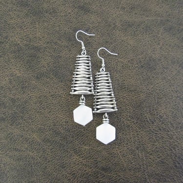 White mother of pearl shell earrings 
