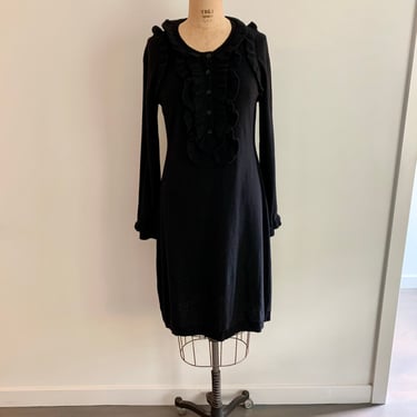 Sonia Rykeil 1980s vintage black virgin wool knit sweater dress-size M 