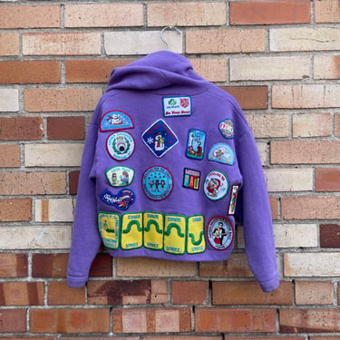 vintage 90s kids purple girl scout zip up sweatshirt / kids m medium 