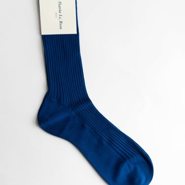 Cotton Ribbed Socks in Bluette