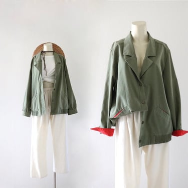 fern lightweight jacket - m - vintage 90s y2k green size medium womens fall button jacket coat 