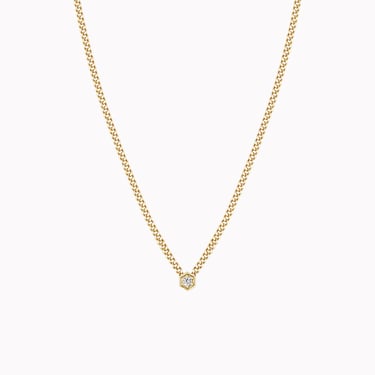 Diamond Hexagon Curb Chain Necklace