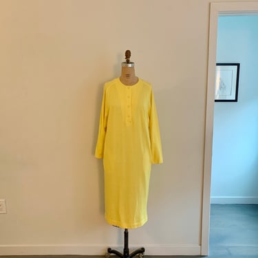 Marimekko vintage 1980s bright yellow cotton knit raglan sleeve dress-size M 