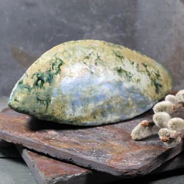 Seed Pod Sculpture | Art Sculpture | Hand Glazed Blue/Grey/Green Seed Pod 