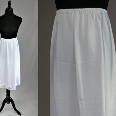 80s White Half Slip - Lace Trim Skirt Slip - Maidenform Something Special - Vintage 1980s - L Large 