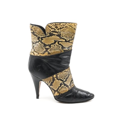 Patchwork Snake Ankle Boots