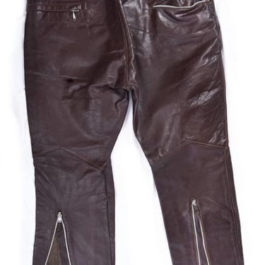 Vintage APPAREL ANNEX Real Leather Pants Hippie 1960's, 1970s Biker Men's Dark Brown Motorcycle Riding Pant 