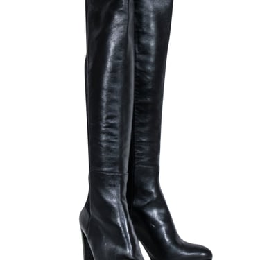 Stuart Weitzman - Black Leather Tall Heel Boots Sz 8