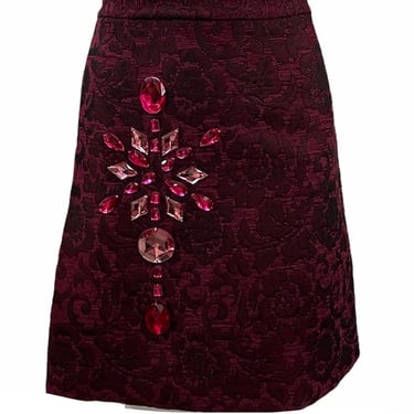 Dolce and Gabbana Y2K Burgundy Brocade Mini Skirt