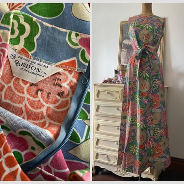 Vintage 1970’s Gordon of Philadelphia flower print maxi dress | flower power dress, sleeveless dress, vintage preppy dress, S 