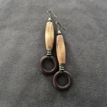 Oversized bold natural wooden earrings 3 