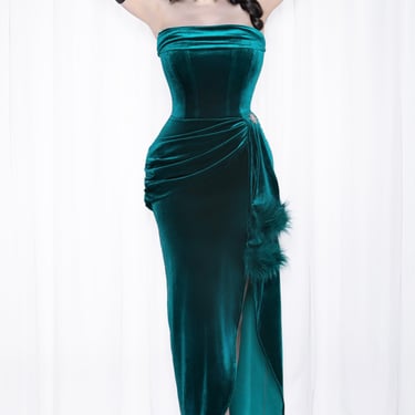 Weasel Wear Phantom Emerald Velvet Swag Gown