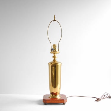Vintage Brass and Wood Table Lamp, Traditional Lamp 