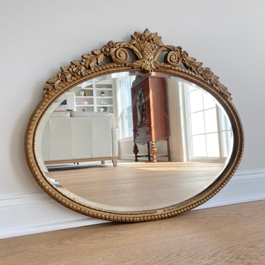 NEW - Vintage Oval Gold Gilded Mirror, French Style Mirror, Solid Wood Frame, Gilt Mirror 