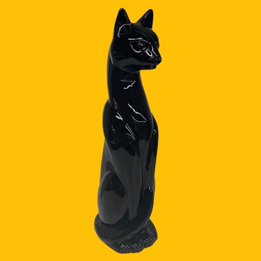 Vintage Royal Haeger Cat Statue Retro 1960s Mid Century Modern + XL Size 29" H + Black Ceramic + Glossy Finish + MCM Home Decor + Cat Lover 