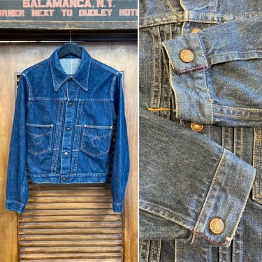 Vintage 1960’s Pleated Two-Pocket Denim Jacket Size 36, 60’s Jean Jacket, Vintage Clothing 