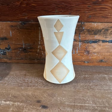 Vase - Warm White and Orange Geometrics 