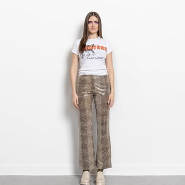SNAKE LEATHER PANTS Trousers Flares Vintage Mid Rise 90's / 40 Inch Hips / Size 8 
