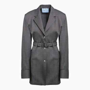 Prada Smoke Grey Single-Breasted Jacket In Wool Women