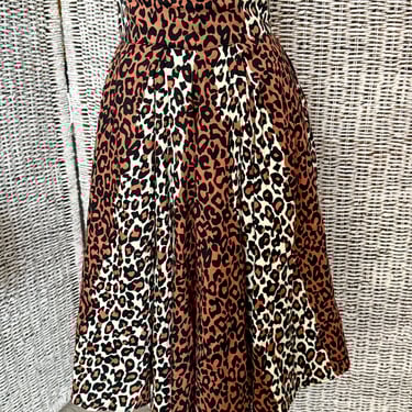 Cheetah Print Circle Skirt, Animal Print Cotton Fabric, Full Skirt, Rockabilly, Pin Up 