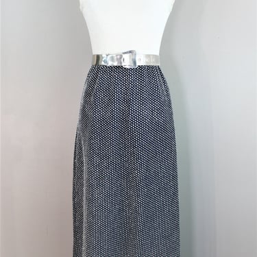 1970 - Cocktail- Hostess Dress - Mod - Color Blocked -  Silver Metallic/ Blue  Knit - by Huey Waltzer for Mannequin 