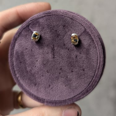 Silver Semi-Bezel Sapphire Studs
