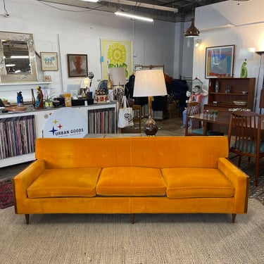 Mid Century Three Seat Velvet Sofa