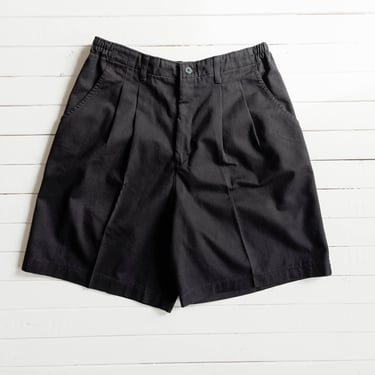 high waisted shorts | 80s 90s vintage Lee Casual black cotton khaki pleated trouser shorts 