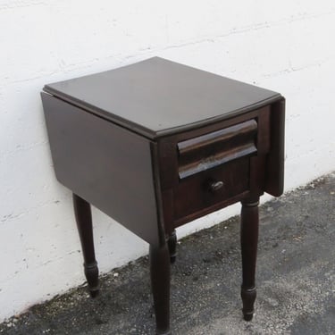 Empire Early 1800s Drop Leaf Mahogany Nightstand Side End Table 3576