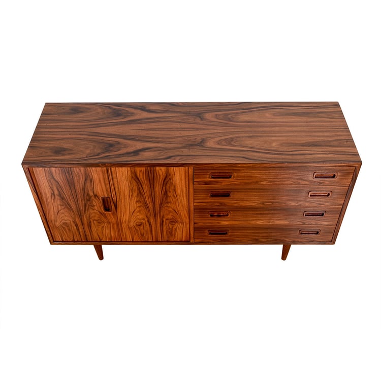 55&#8243; Danish Rosewood Bi-Fold Sideboard | Media Cabinet