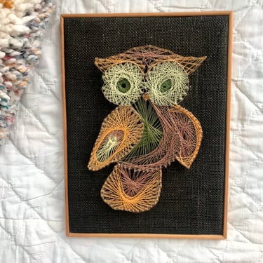 1970's Owl String Art Wall Hanging 