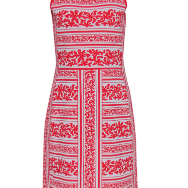 Etcetera - Red & White Motif Pattern Sleeveless Knit Dress Sz M