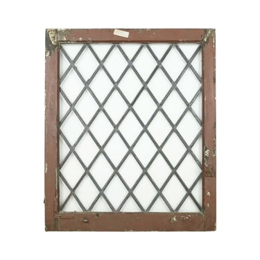 Antique Diamond Pattern Leaded Glass Pine Frame Window