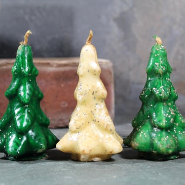 Vintage GURLEY Christmas Tree Candles - Set of 3 | Circa 1950s Vintage Gurley Candles | 3" Christmas Trees | Vintage Holiday 