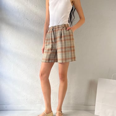 70s ‘Le Look’ Plaid Wool Shorts / Small 