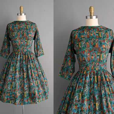 vintage 1950s Kat Whitney Dress - Size Large 