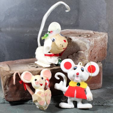 Christmas Mouse Ornaments | Set of 3 | Vintage Christmas Mice | Bixley Shop 