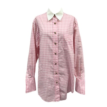 Chanel Pink Gingham Logo Button