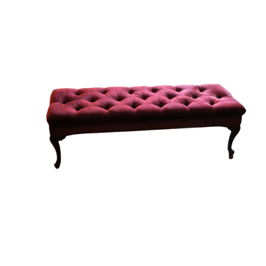 Red Tufted Bench w Wood Legs MH161-32