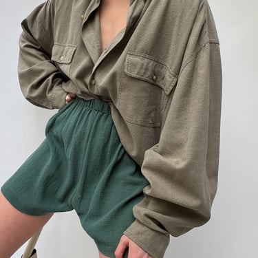 Beautiful Vintage Olive Raw Silk Button Down