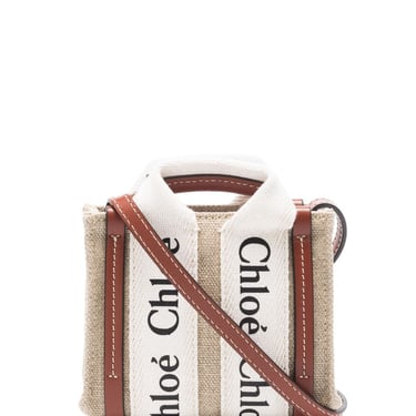 Chloé Women Woody Canvas And Leather Nano Bag